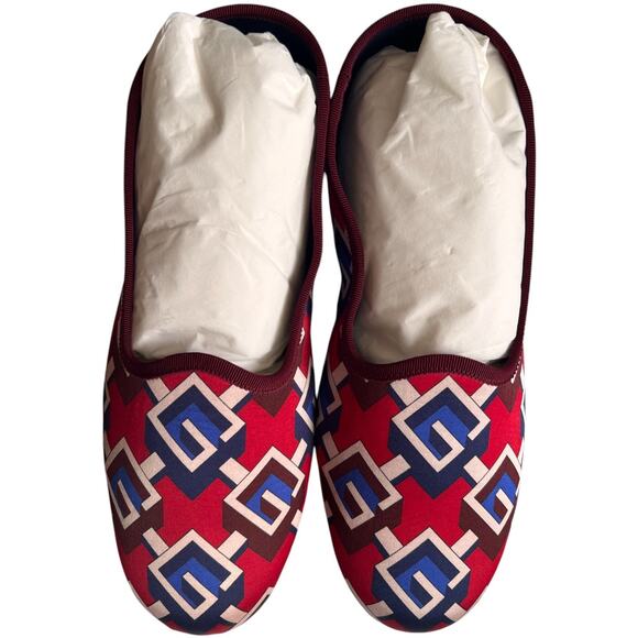 Gucci Red Satin Voyage Geometric G Print Slipper Shoes, US8 - Picture 6 of 16